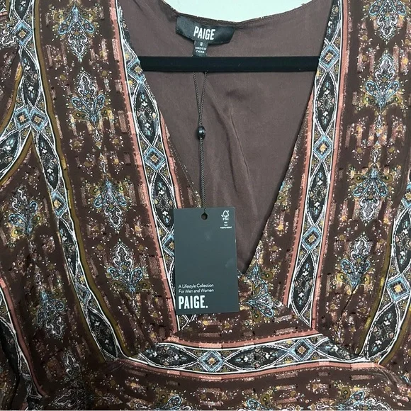 Paige women’s Bucatini silk-blend minidress in a brown striped tapestry print - Picture 3 of 4